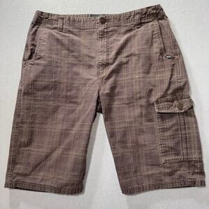 Vans Brown Plaid 90s Y2k Cargo Shorts 34 Faded Street Grunge Skate Retro Casual